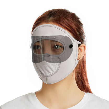 Mascarilla Facial Completa Transpirable de Seda de Hielo con Protector Solar para Cuello Largo