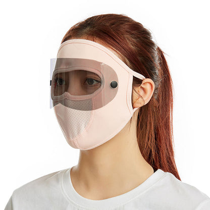 Mascarilla Facial Completa Transpirable de Seda de Hielo con Protector Solar para Cuello Largo