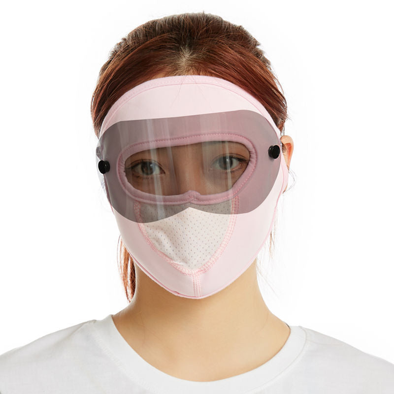 Mascarilla Facial Completa Transpirable de Seda de Hielo con Protector Solar para Cuello Largo