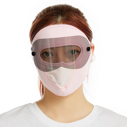 Mascarilla Facial Completa Transpirable de Seda de Hielo con Protector Solar para Cuello Largo