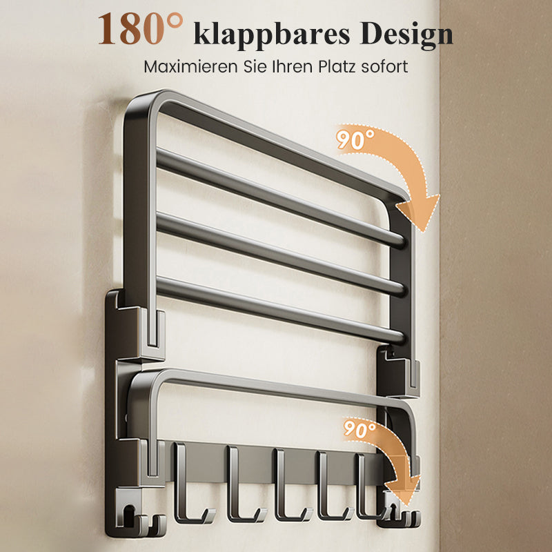 Toallero plegable para montar en la pared con ganchos