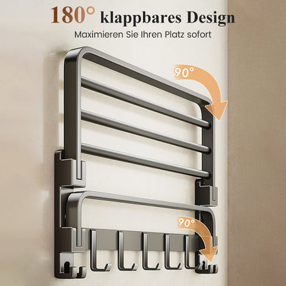 Toallero plegable para montar en la pared con ganchos