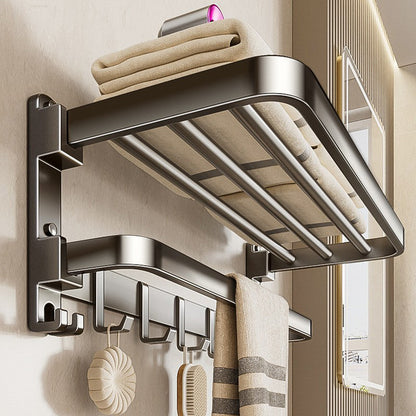 Toallero plegable para montar en la pared con ganchos