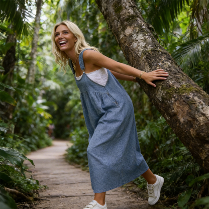 👗 ¡50% DE DESCUENTO AHORA! 🌸 Vestido tipo peto holgado casual para mujer – ajuste relajado, bolsillos laterales y tejido transpirable