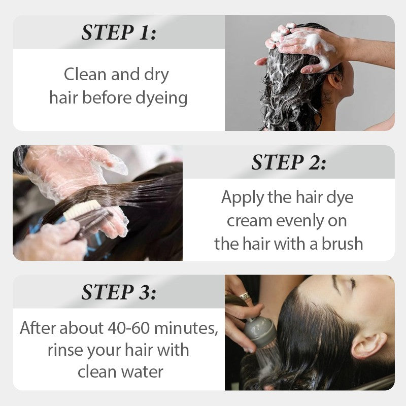 Crema de Tinte para el Cabello Gris Plateado Duradero y No Dañino