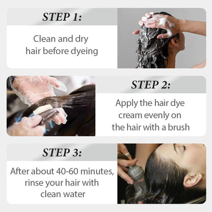 Crema de Tinte para el Cabello Gris Plateado Duradero y No Dañino