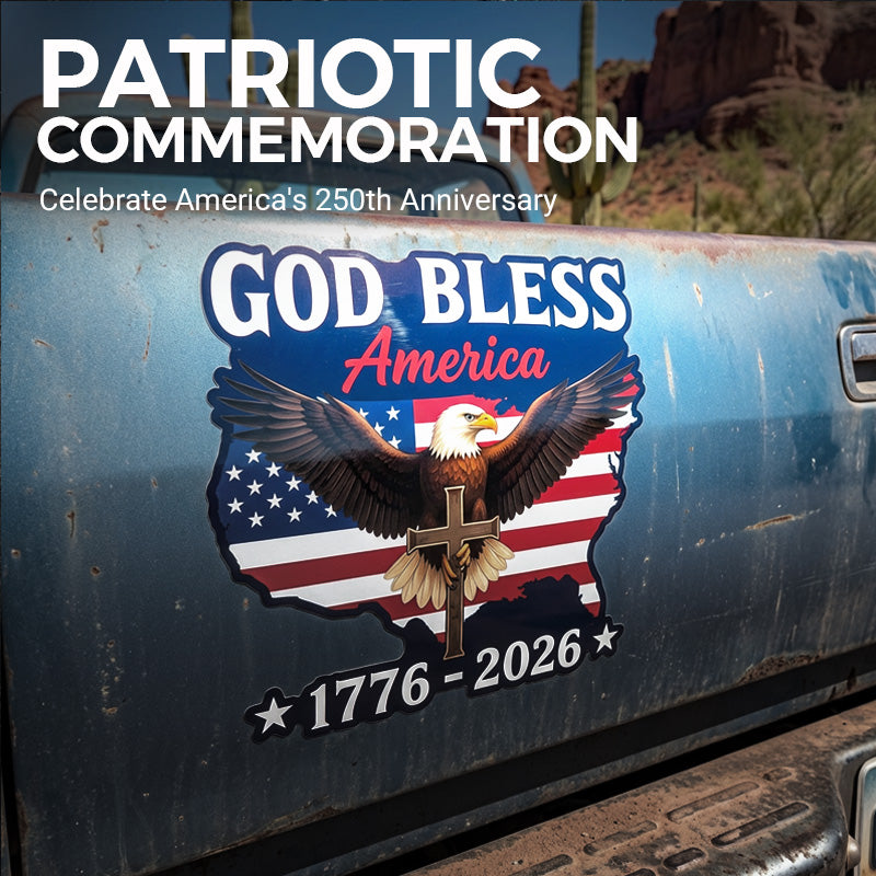Calcomanía patriótica de alta calidad con águila y cruz: un símbolo rotundo de fe y libertad 🇺🇸✝️