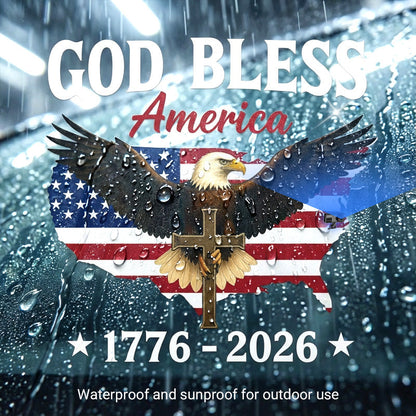 Calcomanía patriótica de alta calidad con águila y cruz: un símbolo rotundo de fe y libertad 🇺🇸✝️