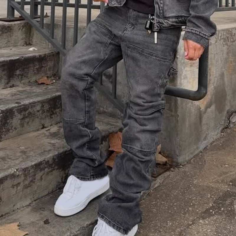 Jeans vaqueros de hombre estilo stacked flare