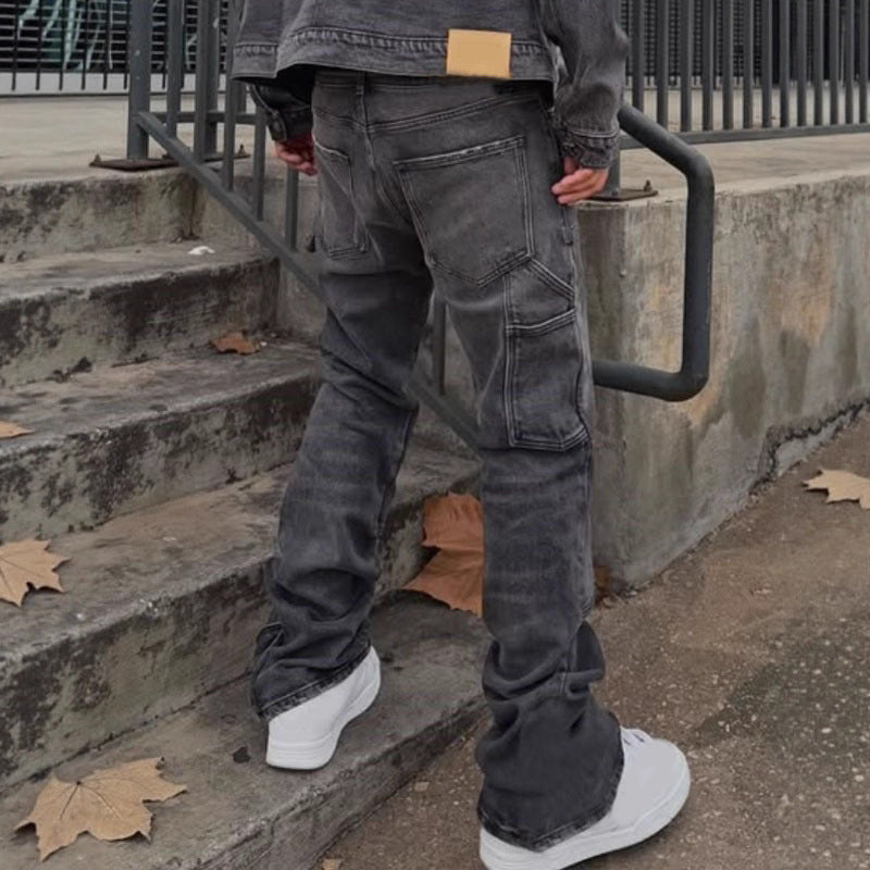 Jeans vaqueros de hombre estilo stacked flare