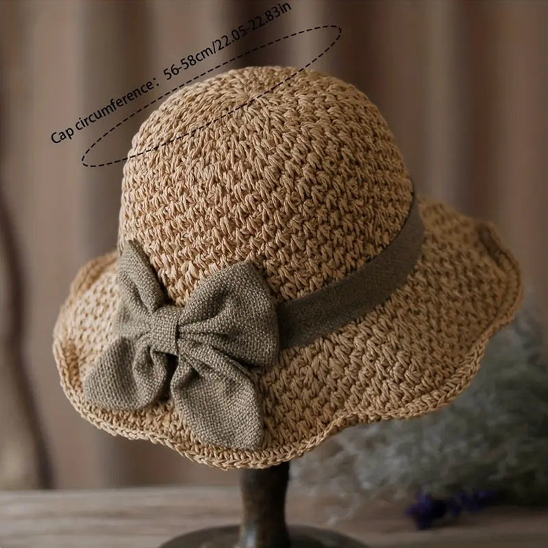 ⏰🔥 ¡Oferta de Verano 50% OFF! 🥳👒 Sombrero de Paja Elegante con Lazo – Transpirable, Plegable y Perfecto para Playa y Viajes 💞💥
