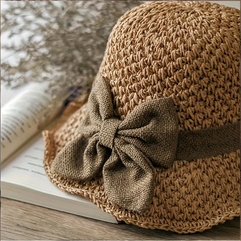 ⏰🔥 ¡Oferta de Verano 50% OFF! 🥳👒 Sombrero de Paja Elegante con Lazo – Transpirable, Plegable y Perfecto para Playa y Viajes 💞💥