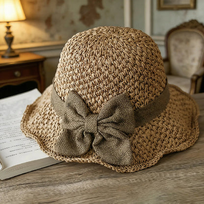 ⏰🔥 ¡Oferta de Verano 50% OFF! 🥳👒 Sombrero de Paja Elegante con Lazo – Transpirable, Plegable y Perfecto para Playa y Viajes 💞💥