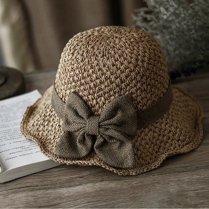 ⏰🔥 ¡Oferta de Verano 50% OFF! 🥳👒 Sombrero de Paja Elegante con Lazo – Transpirable, Plegable y Perfecto para Playa y Viajes 💞💥