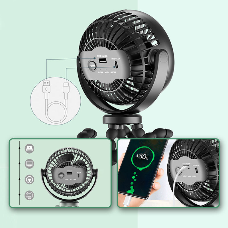 Ventilador para Carriola de Bebé con Trípode Flexible tipo Pulpo