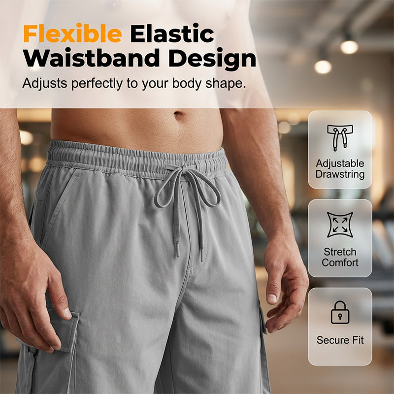 Pantalones Cortos Cargo Casuales para Hombre con Cintura Elástica