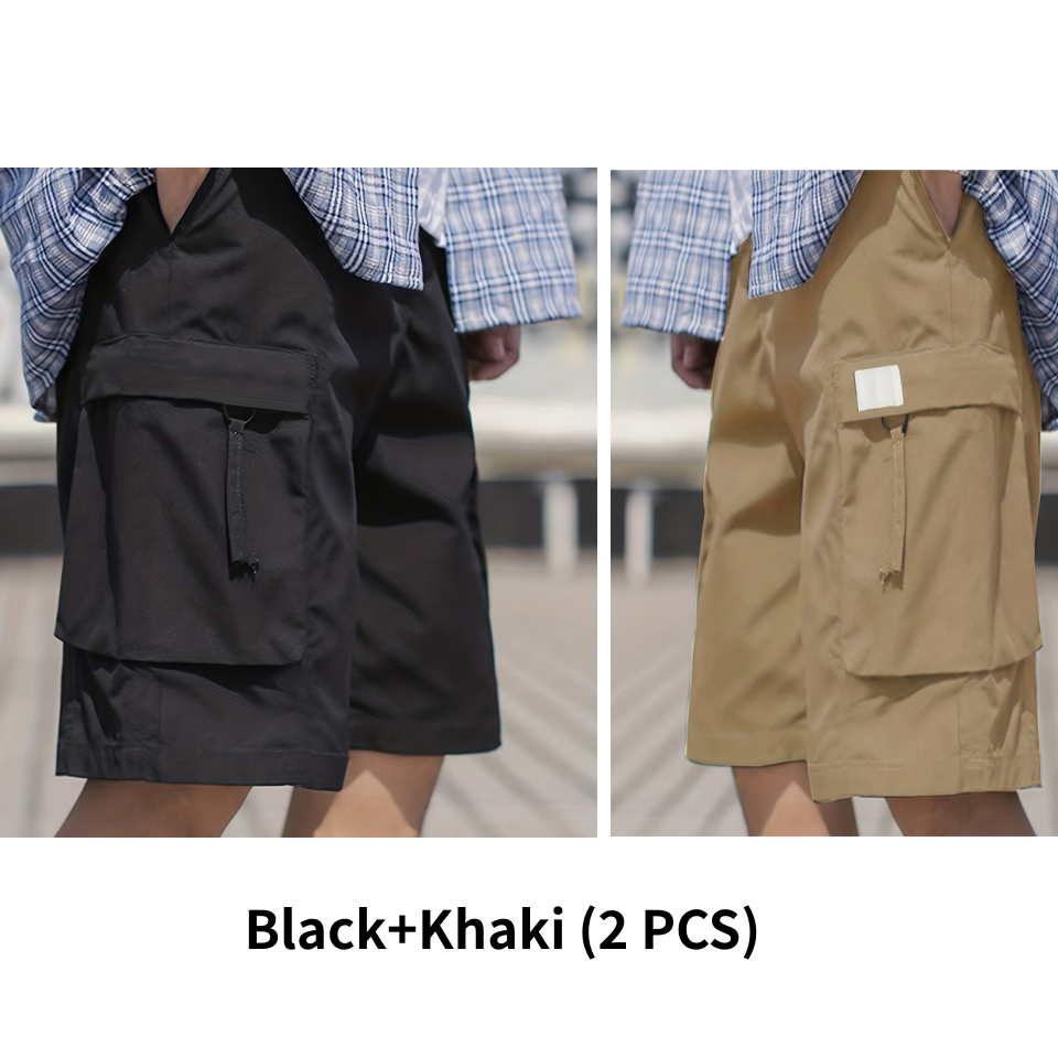 Pantalones Cortos Cargo Casuales para Hombre con Cintura Elástica