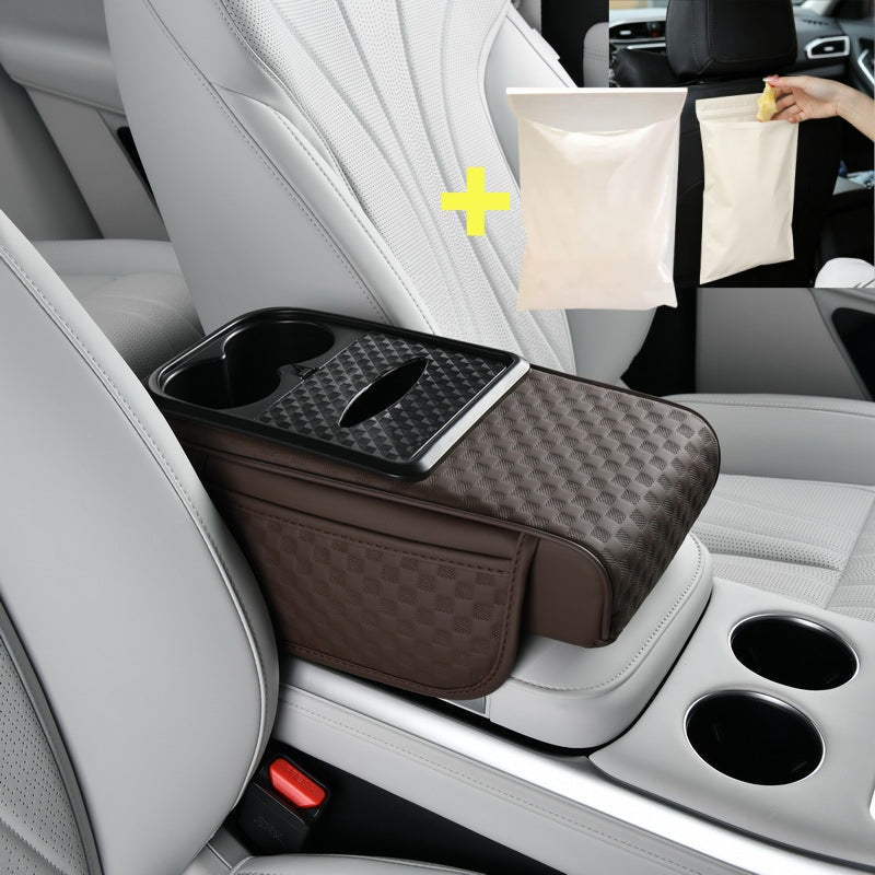 Organizador para apoyabrazos de carro con portavasos