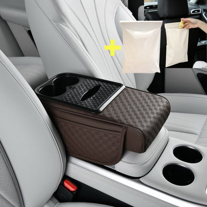 Organizador para apoyabrazos de carro con portavasos