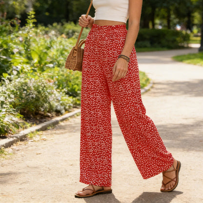 ⏰🔥 ¡Oferta Limitada 50% OFF! 👖 Pantalones de Mujer de Talle Alto – Pierna Ancha, Cintura Elástica y Corte Fluido 🌸🌿