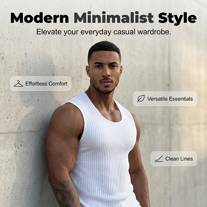 Playera Sin Mangas para Hombre de Tejido Acanalado Corte Slim Fit