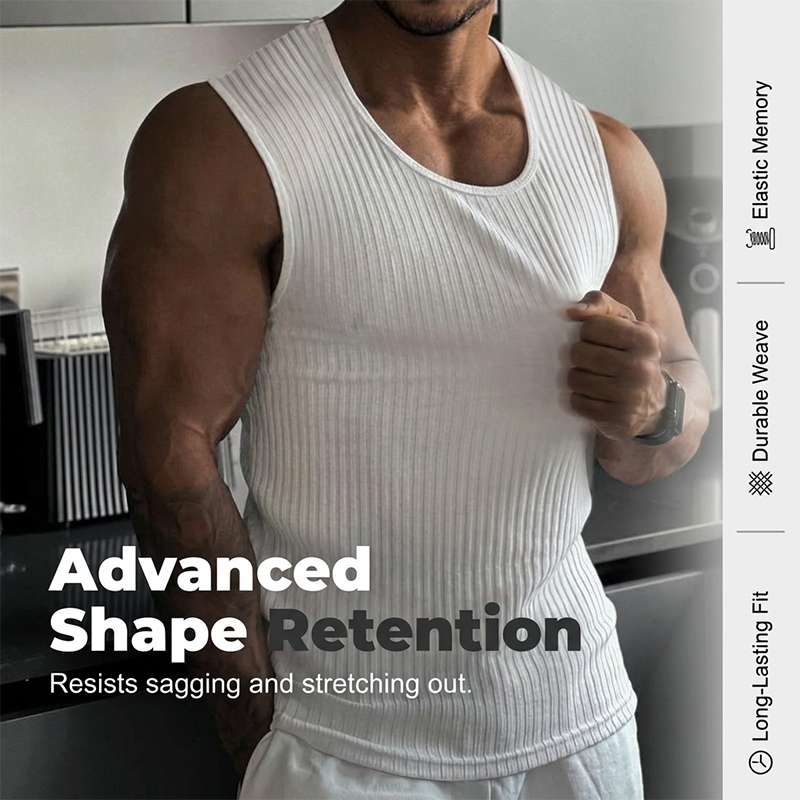 Playera Sin Mangas para Hombre de Tejido Acanalado Corte Slim Fit