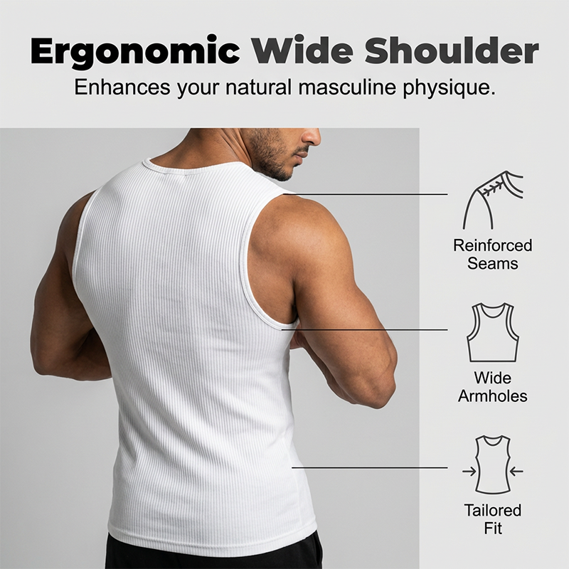 Playera Sin Mangas para Hombre de Tejido Acanalado Corte Slim Fit