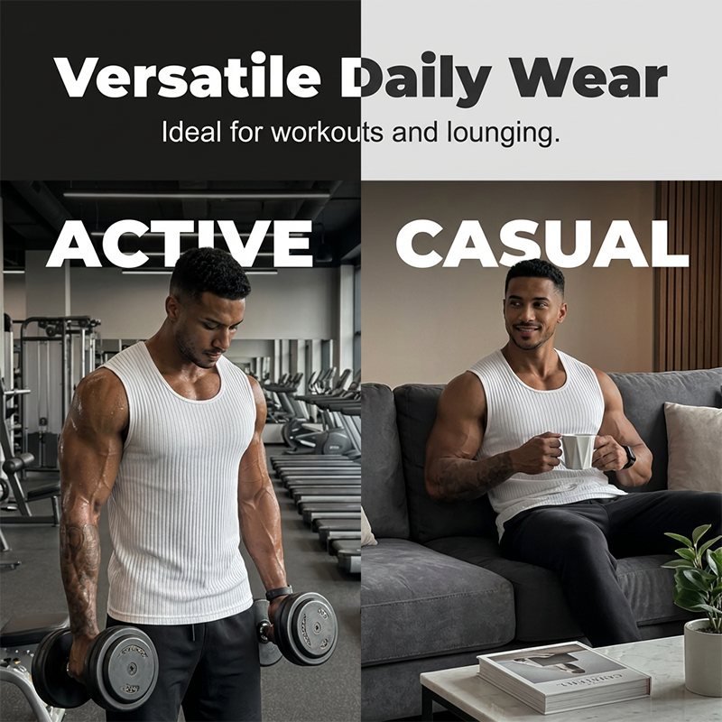 Playera Sin Mangas para Hombre de Tejido Acanalado Corte Slim Fit