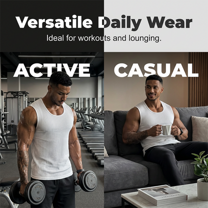 Playera Sin Mangas para Hombre de Tejido Acanalado Corte Slim Fit