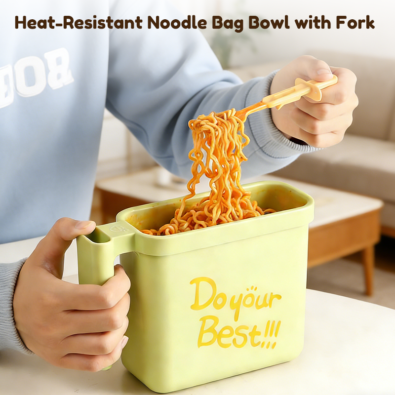 Bol para fideos con tenedor, fabricado en material resistente al calor