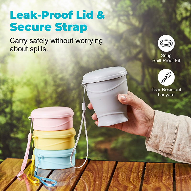 Vaso Plegable de Silicón con Tapa para Viaje