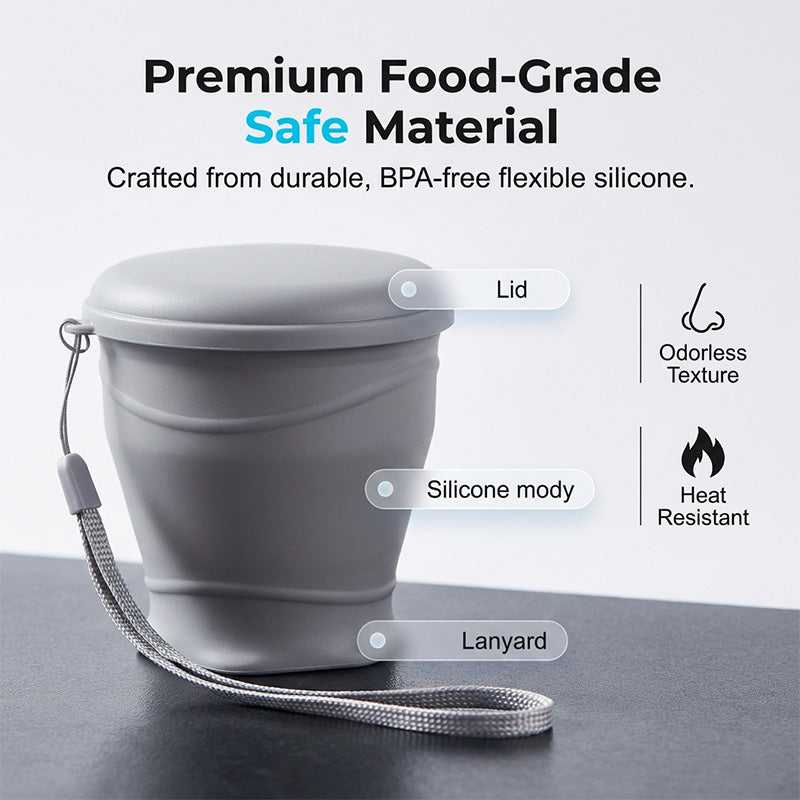 Vaso Plegable de Silicón con Tapa para Viaje