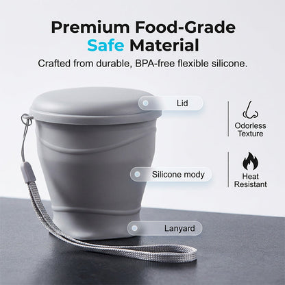 Vaso Plegable de Silicón con Tapa para Viaje
