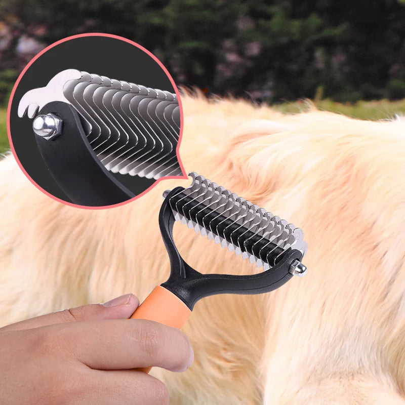 📢📢 ¡50% DE DESCUENTO! ⏰ Cepillo de aseo para mascotas de doble cara para eliminar el pelo muerto