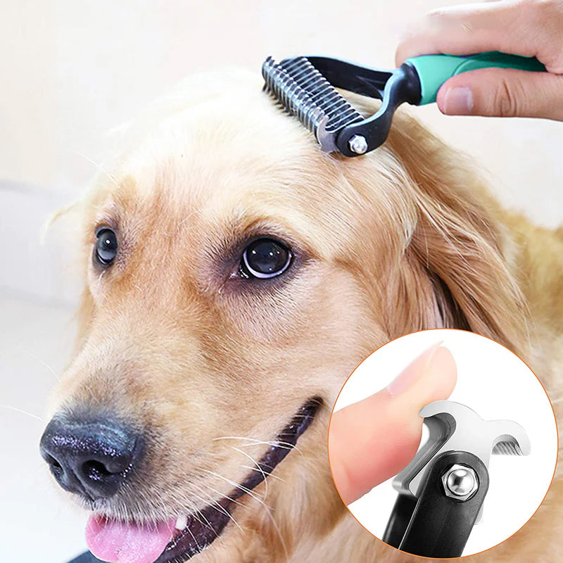📢📢 ¡50% DE DESCUENTO! ⏰ Cepillo de aseo para mascotas de doble cara para eliminar el pelo muerto