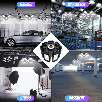 Lámpara LED Brillante para Garaje con Paneles Deformables