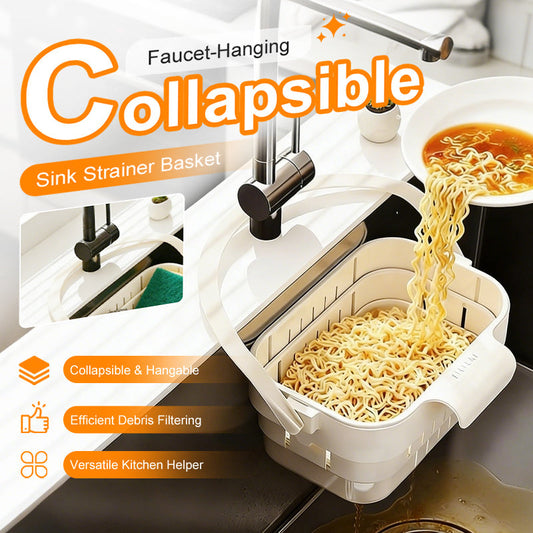 Cesta coladora plegable para grifo y fregadero