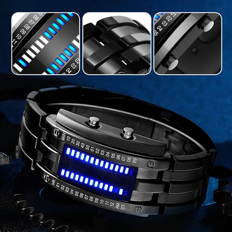 ⌚ ¡TIEMPO LIMITADO 50% DE DESCUENTO! ✨ Reloj LED binario masculino – Acero inoxidable, luz azul, deportivo, resistente al agua, moderno ⚡