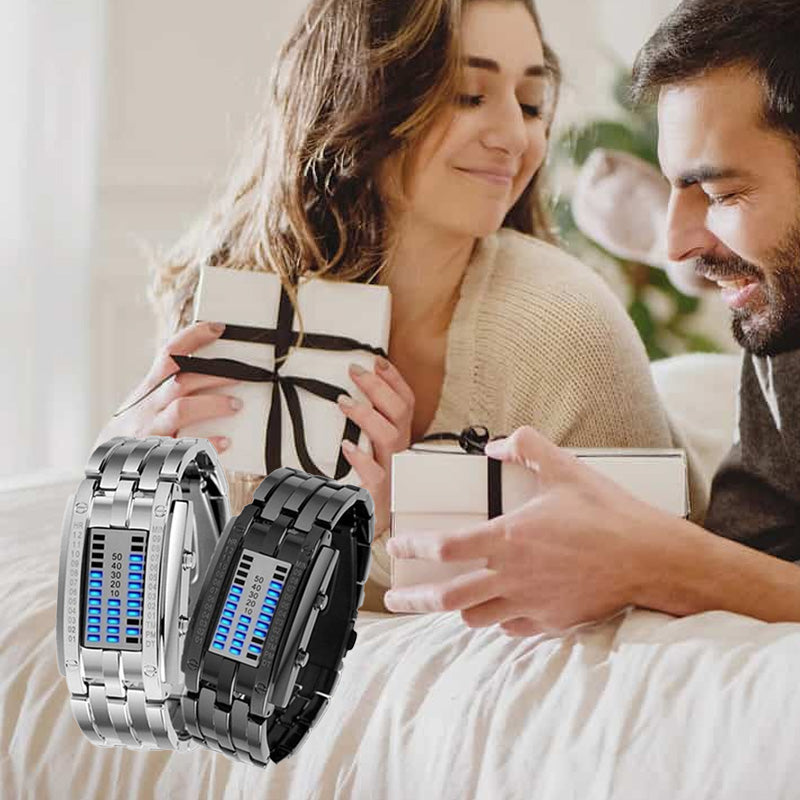 ⌚ ¡TIEMPO LIMITADO 50% DE DESCUENTO! ✨ Reloj LED binario masculino – Acero inoxidable, luz azul, deportivo, resistente al agua, moderno ⚡