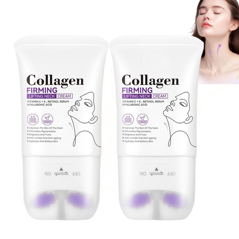 Crema reafirmante de colágeno para el cuello con rodillo de masaje