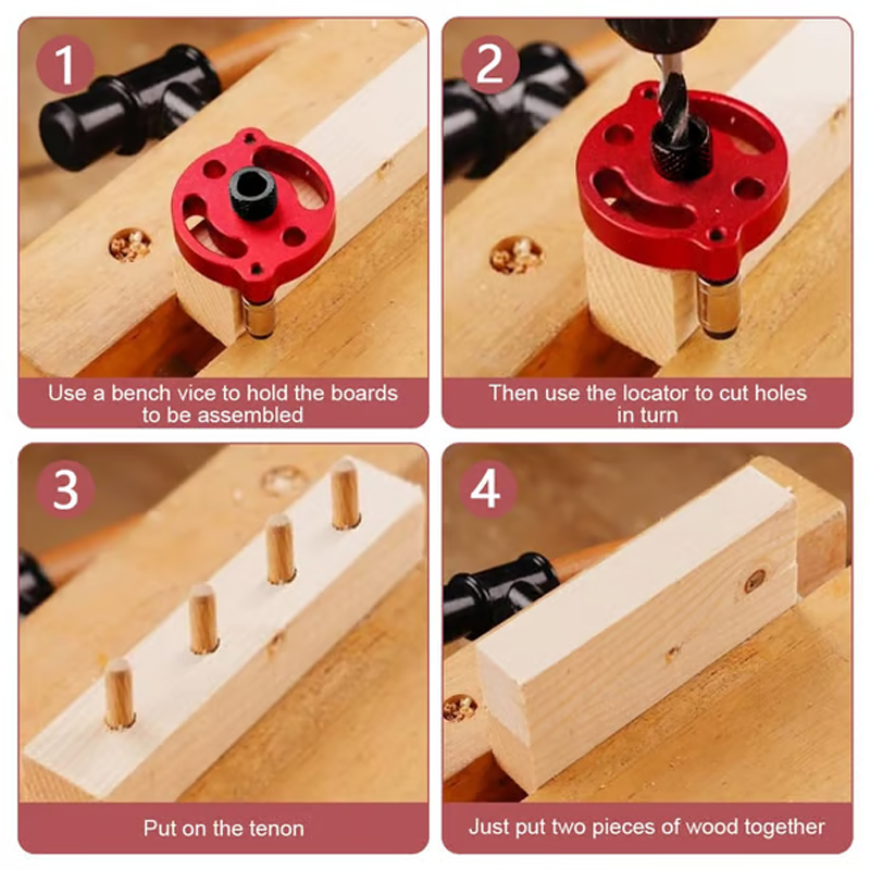 🔨 Kit de plantilla para espigas autocentrantes: ¡uniones perfectas, sin conjeturas! 🪚✨ Taladra agujeros perfectamente centrados en todo momento: el secreto de la carpintería de nivel profesional. 🛠️💥