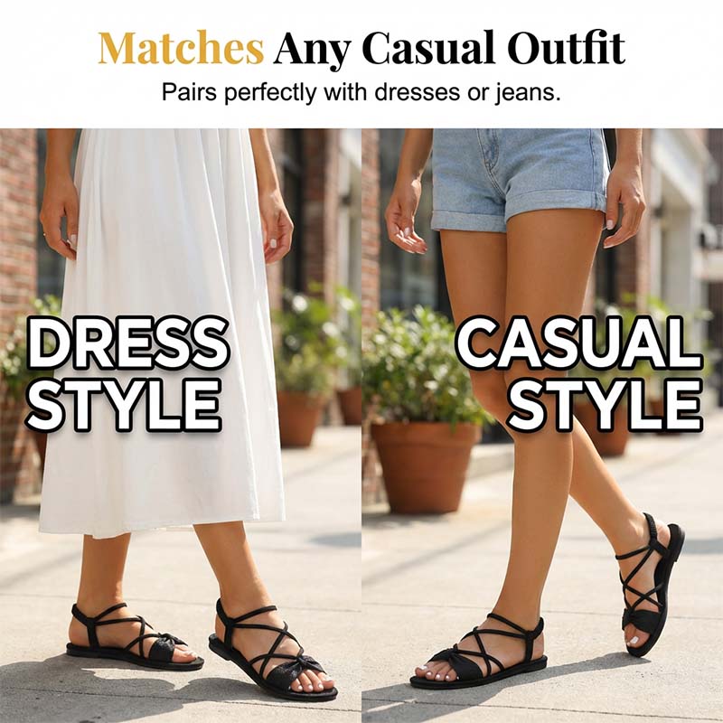 Sandalias planas con tiras cruzadas para mujer