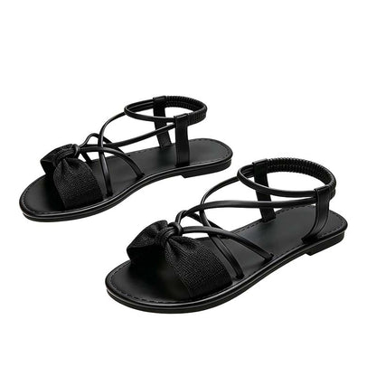 Sandalias planas con tiras cruzadas para mujer