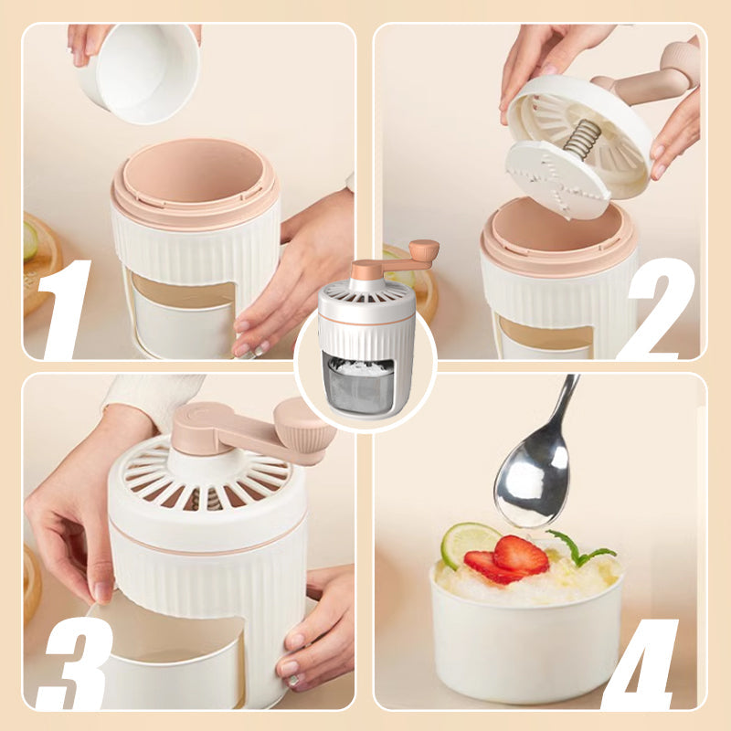 Máquina de hielo raspada portátil manual para el hogar con bandeja para cubitos