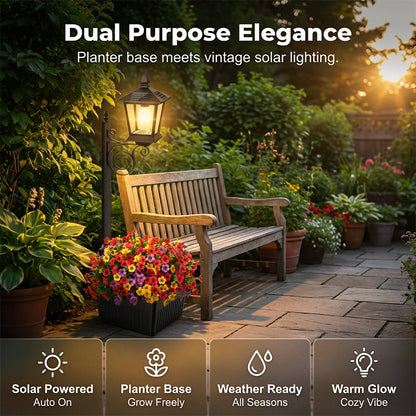 Lámpara Solar para Jardín con Base de Maceta para Exterior