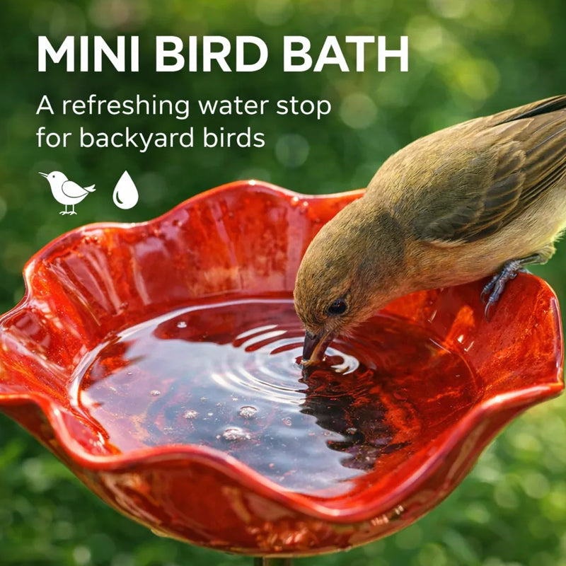 Flor de metal con bebedero para pájaros – ¡Hermosa decoración de jardín en uno!