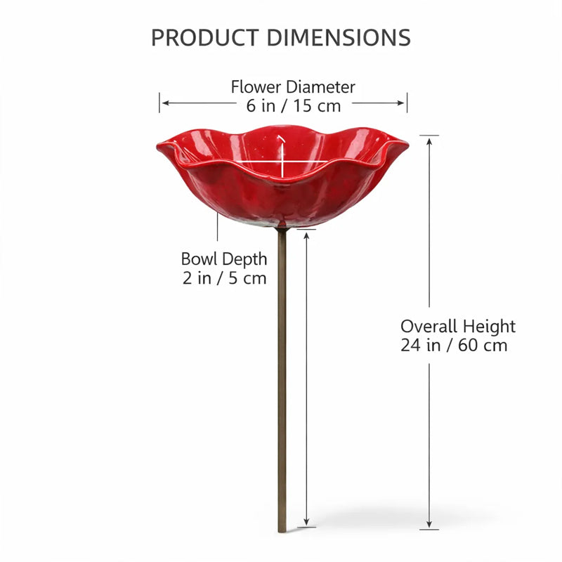 Flor de metal con bebedero para pájaros – ¡Hermosa decoración de jardín en uno!