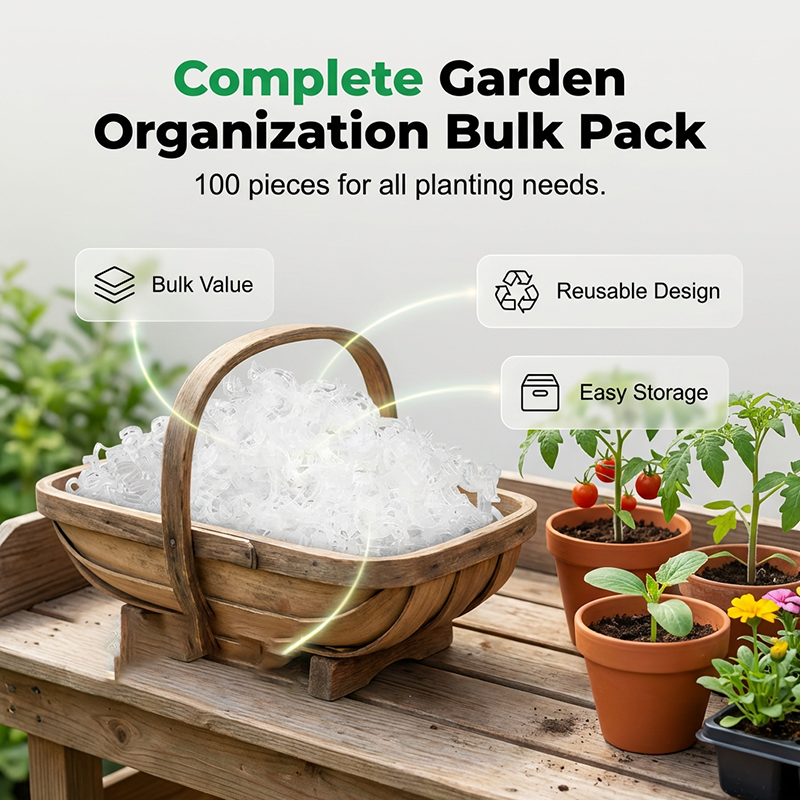 100 Clips de Soporte para Plantas con Cierre Rápido