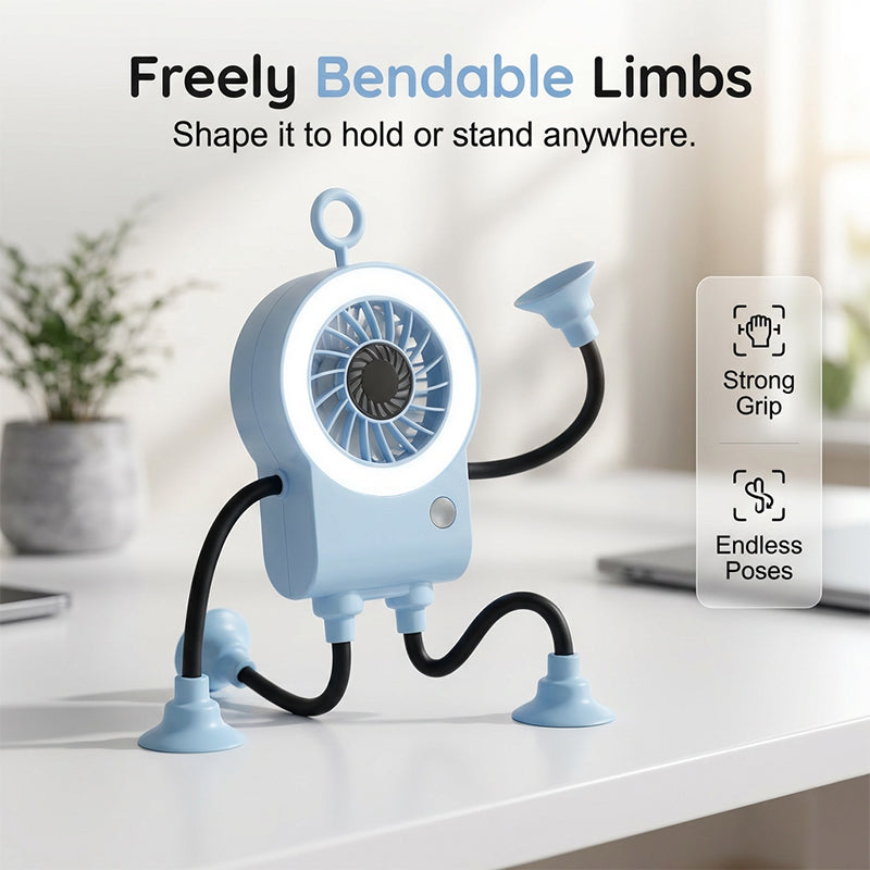 Ventilador de mesa robótico flexible con luz LED