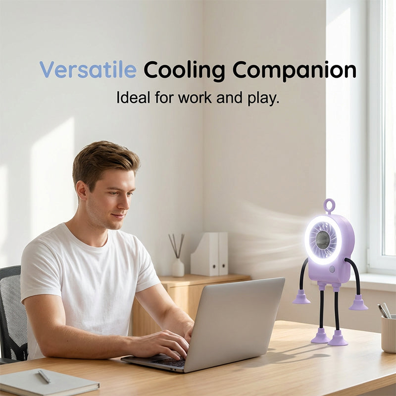 Ventilador de mesa robótico flexible con luz LED